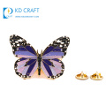 Free sample bulk cheap oem custom metal zinc alloy gold plated enamel glitter epoxy souvenir animal brooch butterfly lapel pin